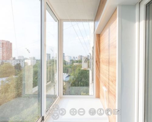 3D-фото: холодное остекление балкона + отделка стен ламинатом стеновым + шкаф и тумба (прямая лоджия 3,20+0,8м)